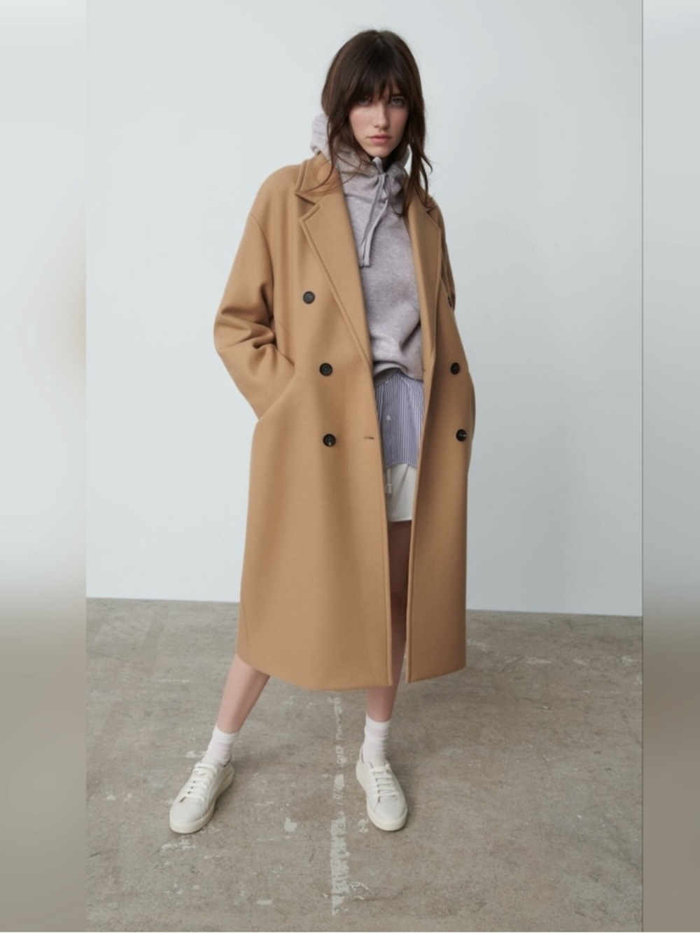 Zara Monteco Wool Blend Oversized Coat